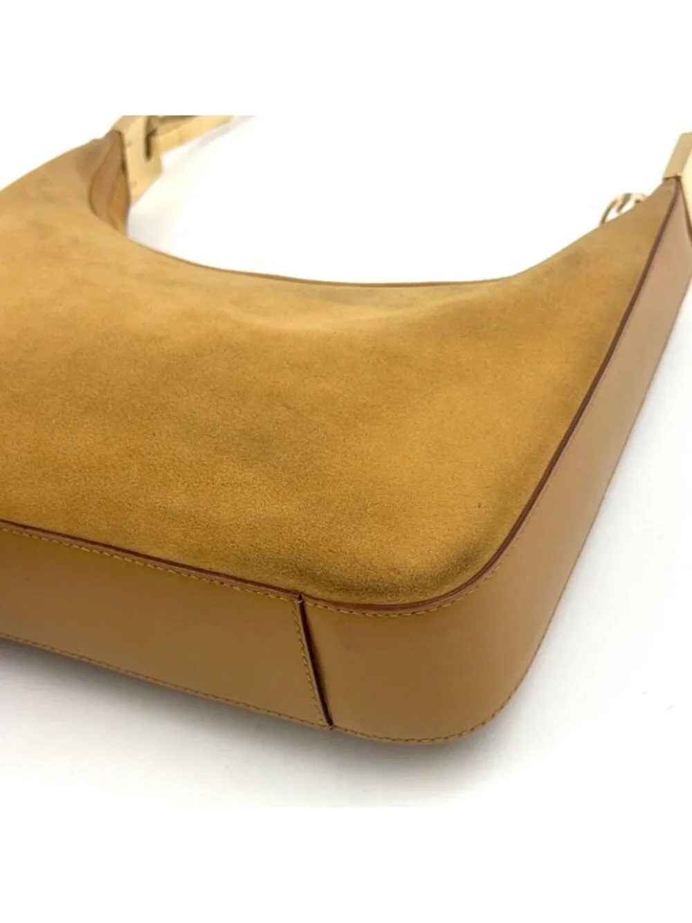 ★SOLD★ Gucci Suede Hobo Leather Light Brown Shoulder Bag Gold - Picture 7 of 15